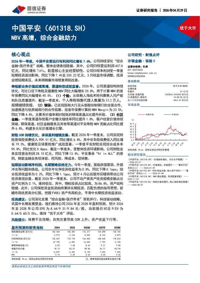 国信证券：中国平安（601318）-NBV高增，综合金融助力海报