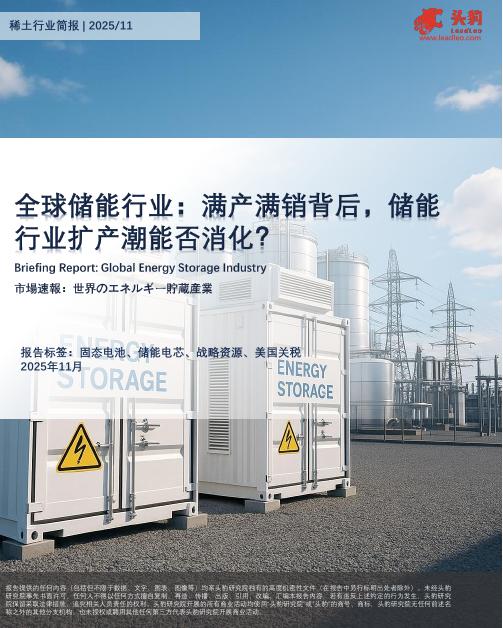 头豹研究院：全球储能行业：满产满销背后，储能行业扩产潮能否消化？海报