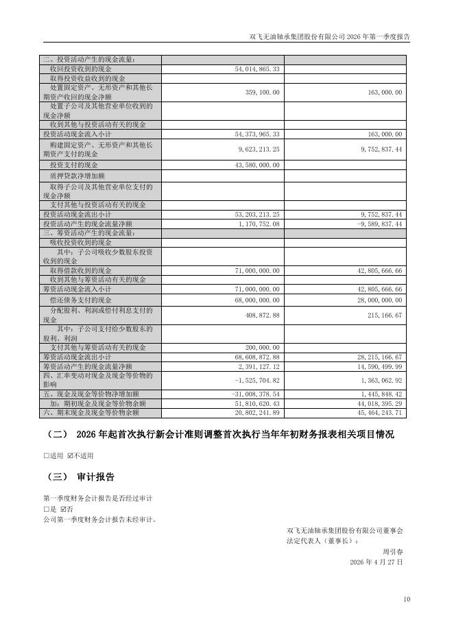 300817-双飞集团：2026年第一季度报告(更正后)_第10页