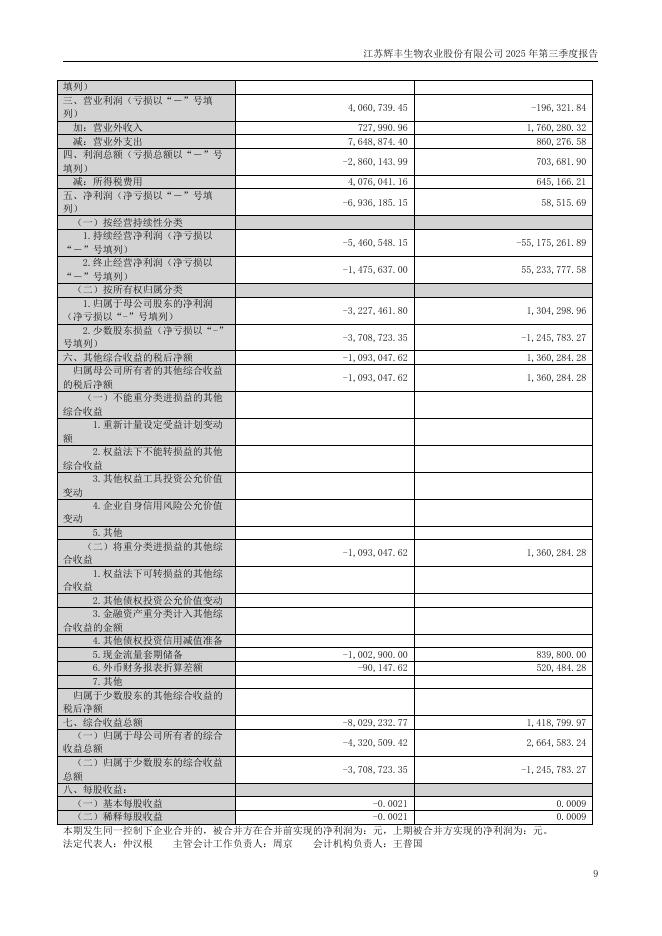 002496-*ST辉丰：2025年第三季度报告(更新后)_第9页