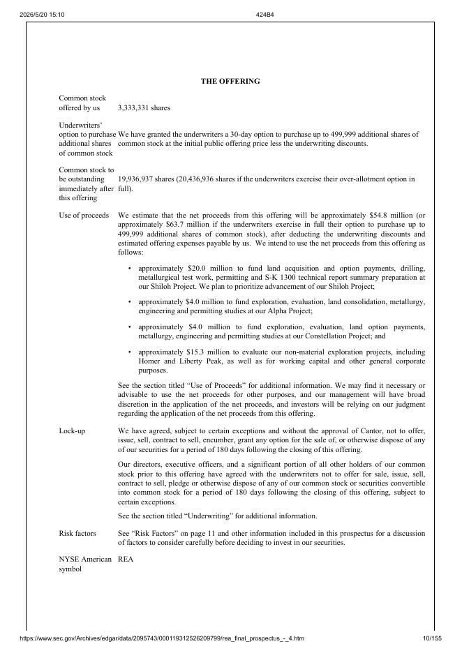 Rare Earths Americas, Inc.纽约证券交易所IPO上市招股说明书_第10页