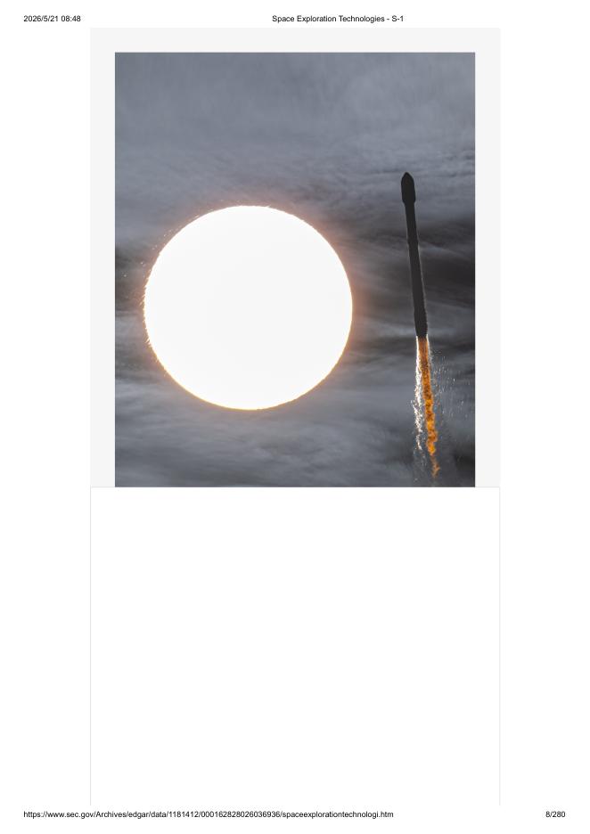 马斯克旗下 SpaceX 美股纳斯达克招股说明书（SPCX）：Space Exploration Technologies Corp. S-1 fillings_第8页