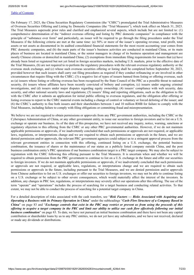 Mountain Crest Acquisition 6 Corp.美股纳斯达克IPO上市招股说明书_第7页