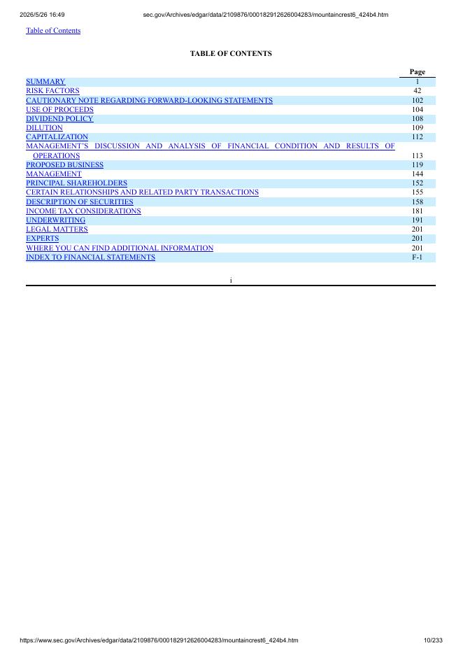 Mountain Crest Acquisition 6 Corp.美股纳斯达克IPO上市招股说明书_第10页