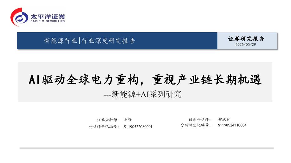 太平洋证券：新能源+AI系列研究：AI驱动全球电力重构，重视产业链长期机遇海报
