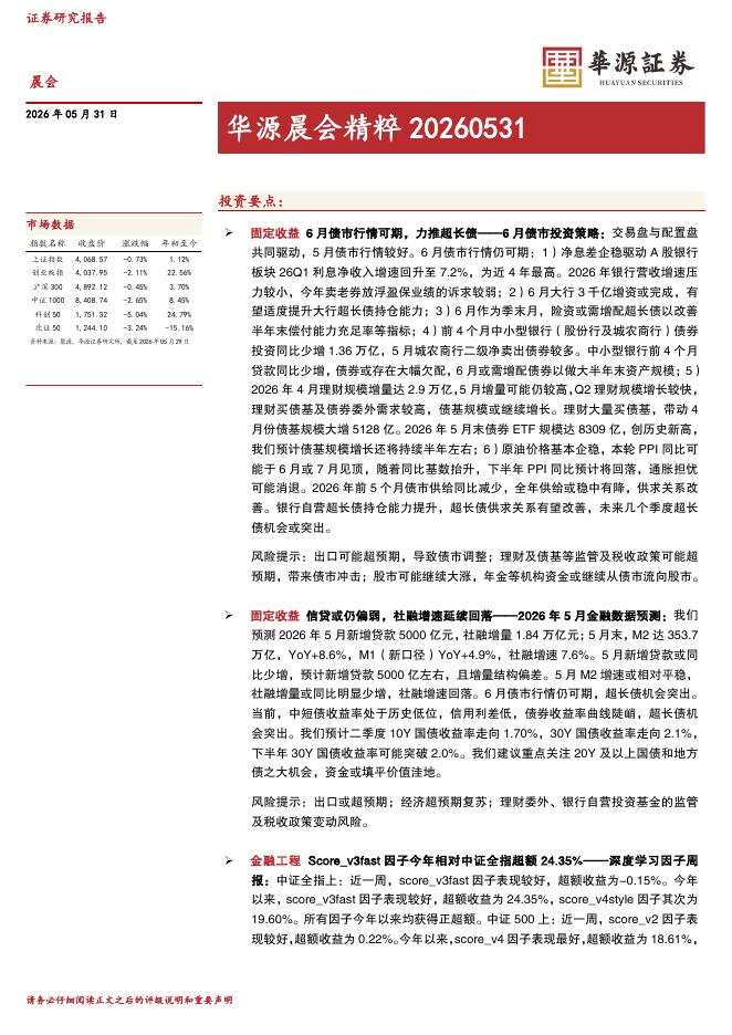华源证券：华源晨会精粹-260601海报