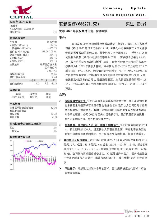 群益证券：联影医疗（688271）-发布2026年股权激励计划，保障增长海报