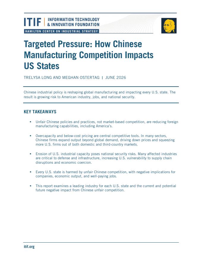 ITIF：2026年目标压力：中国制造业竞争如何影响美国各州报告（英文版）海报