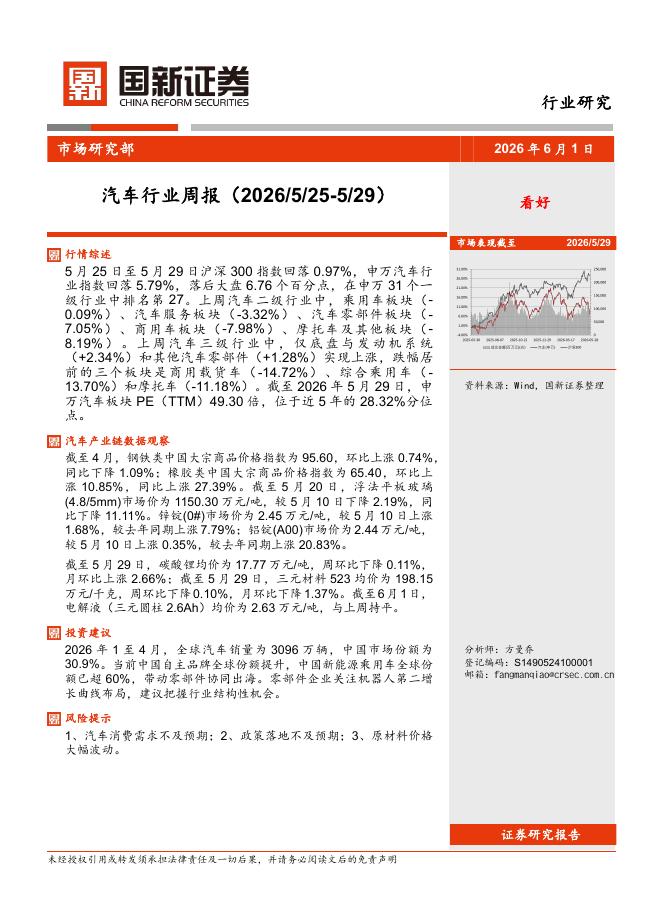 国新证券股份：汽车行业周报海报
