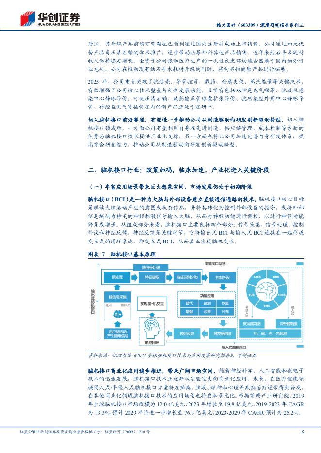 华创证券：维力医疗（603309）深度研究报告系列三-协同布局脑机接口_第8页