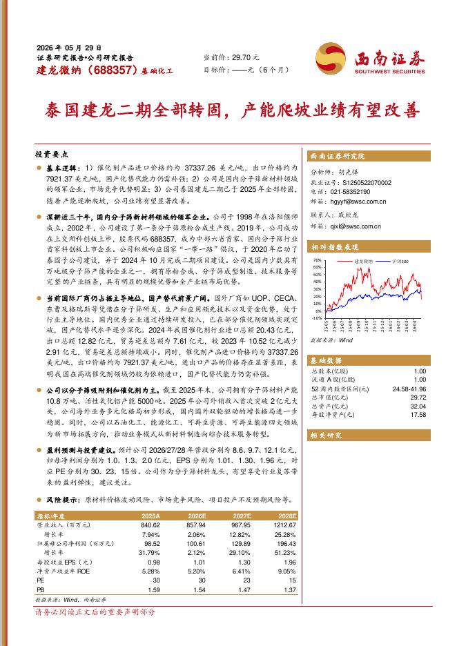 西南证券：建龙微纳（688357）-泰国建龙二期全部转固，产能爬坡业绩有望改善海报