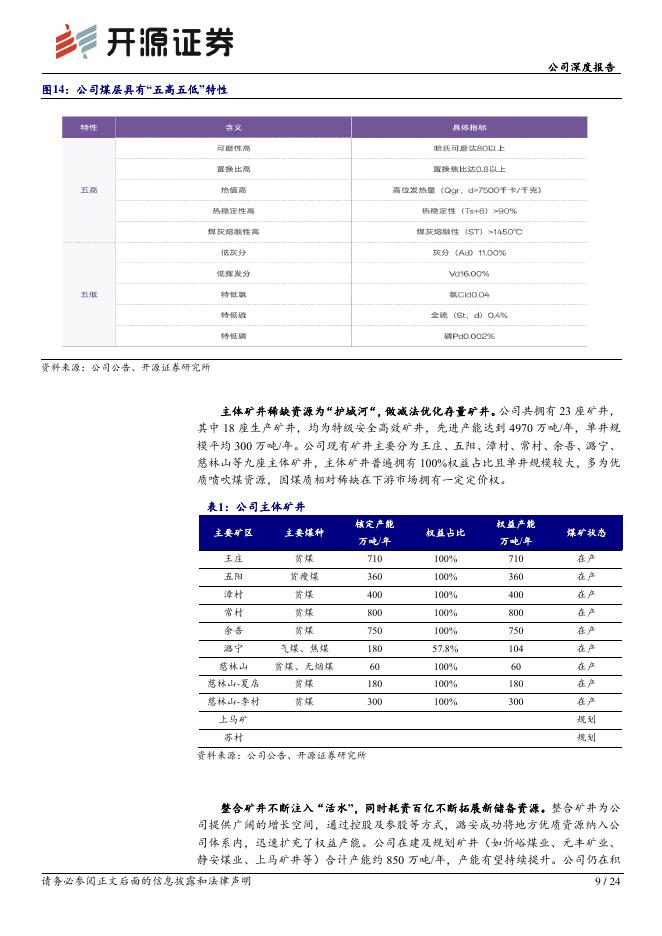 开源证券：潞安环能（601699）-公司深度报告：山西喷吹煤龙头，周期上行业绩弹性领跑_第9页