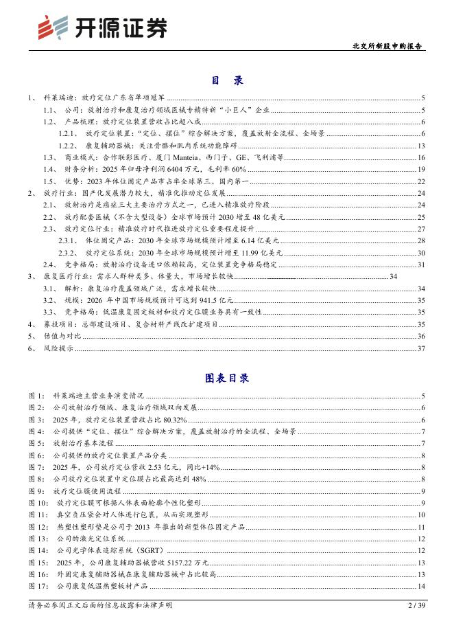 开源证券：科莱瑞迪（920072）-北交所新股申购报告：放疗定位专精特新“小巨人”，市占率国内第一、全球第三_第2页