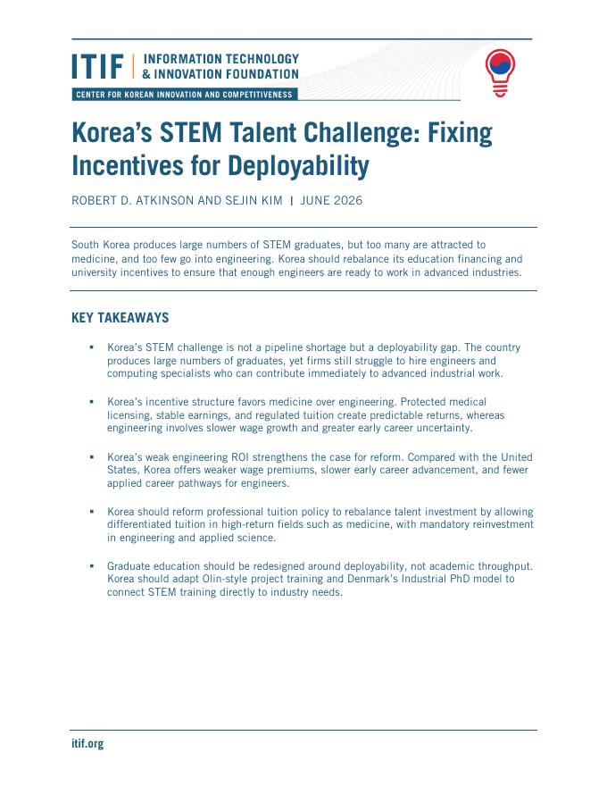 ITIF：2026年韩国的STEM人才挑战：修复可部署性的激励机制报告（英文版）海报