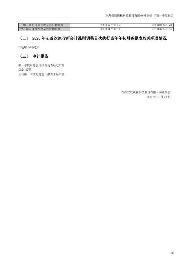 301042-安联锐视：珠海安联锐视科技股份有限公司2026年第一季度报告(更正后)_第10页