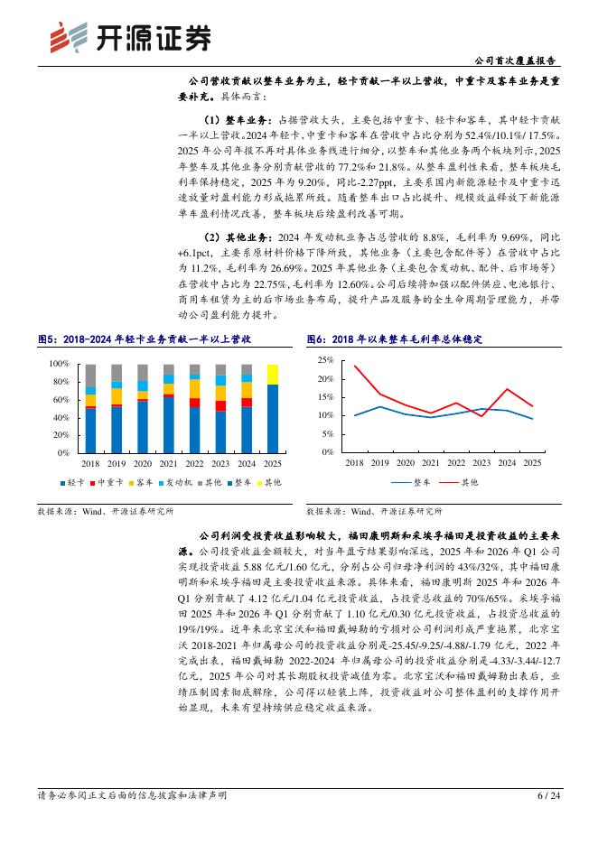 开源证券：福田汽车（600166）-公司首次覆盖报告：出口、新能源与重卡升级共振，利润进入上行周期_第6页