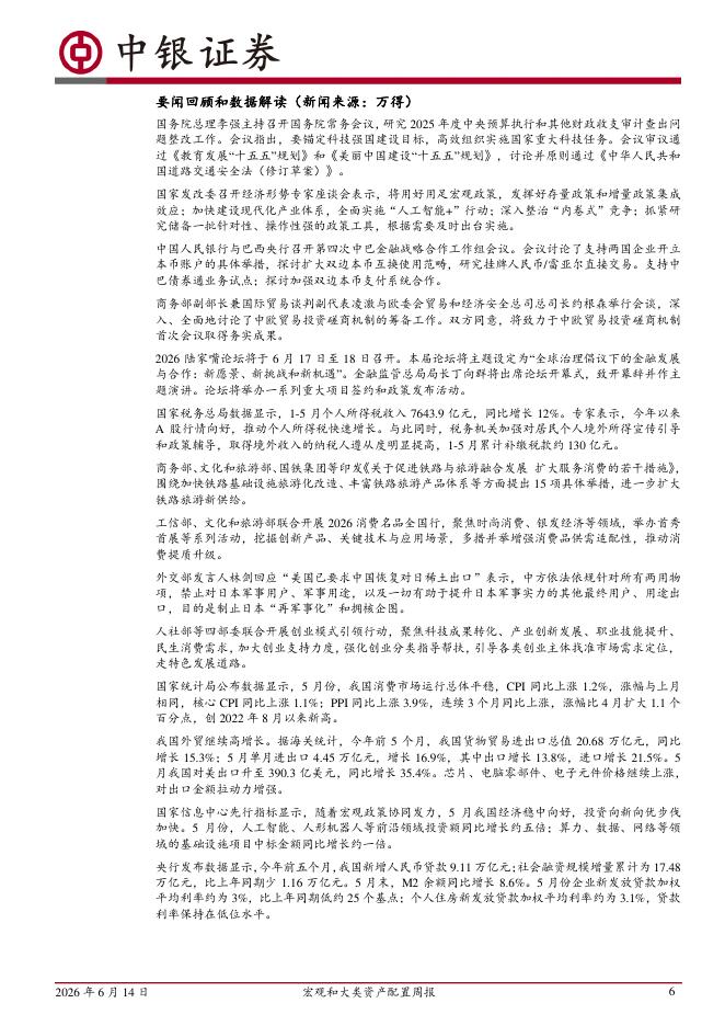 中银证券：宏观和大类资产配置周报：下周美联储FOMC会议表述值得关注-260614_第6页