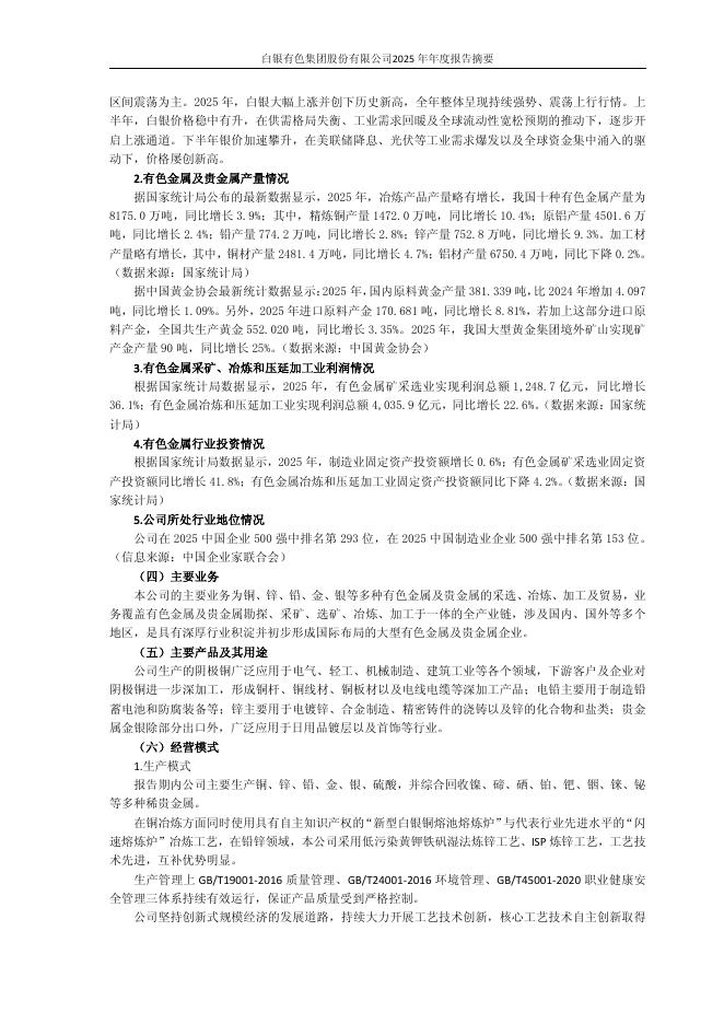 601212-白银有色：白银有色集团股份有限公司2025年年度报告摘要(修订稿)_第7页
