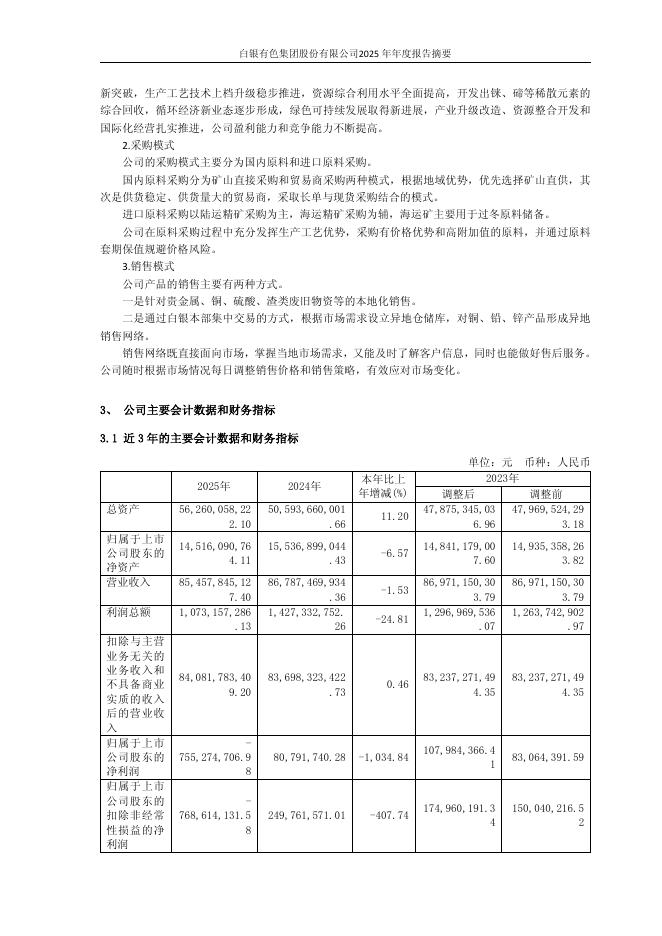601212-白银有色：白银有色集团股份有限公司2025年年度报告摘要(修订稿)_第8页