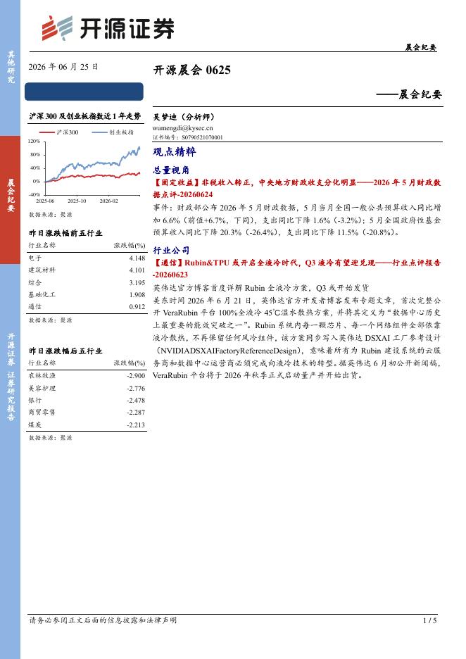 开源证券：开源晨会-260625海报
