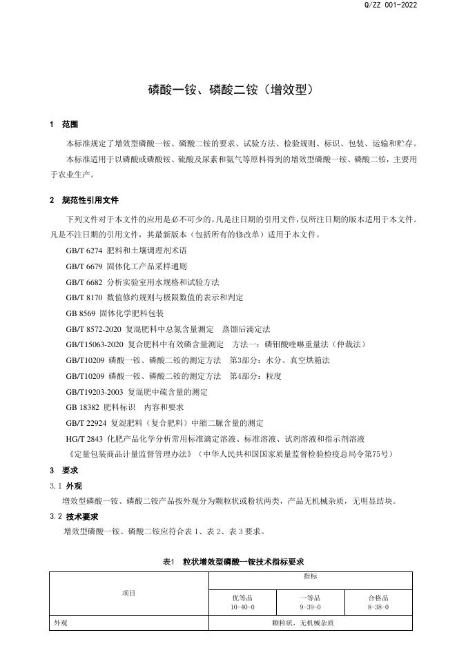 Q/ZZ 001-2022 标准预览