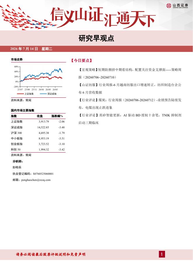 山西证券：研究早观点-260714