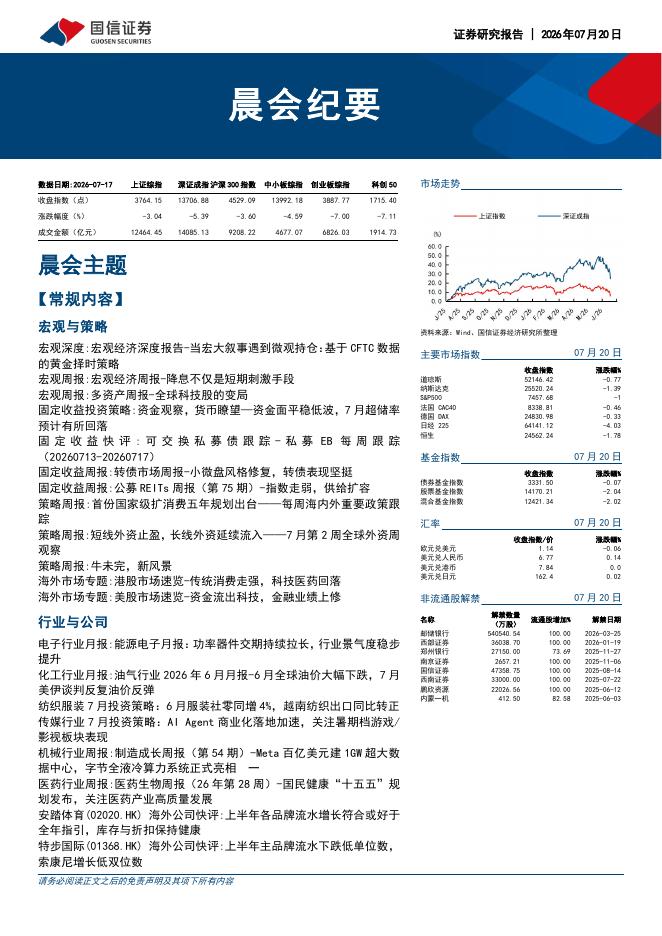 国信证券：晨会纪要-260720