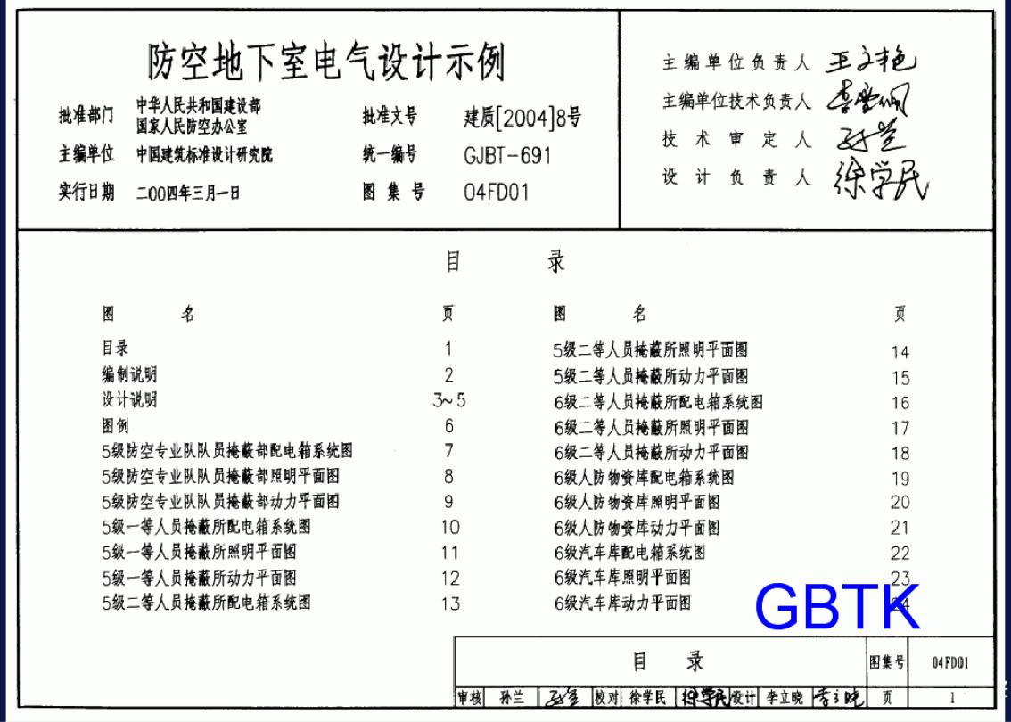 04FD01 防空地下室电气设计示例图集