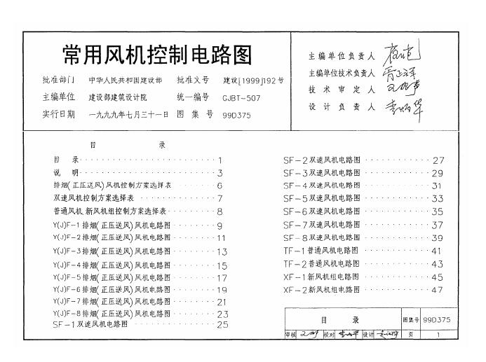 99D375 常用风机控制电路图图集
