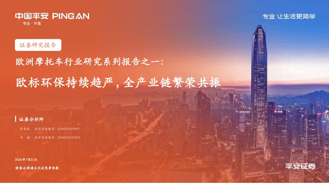 平安证券：欧洲摩托车行业研究系列报告之一：欧标环保持续趋严，全产业链繁荣共振海报