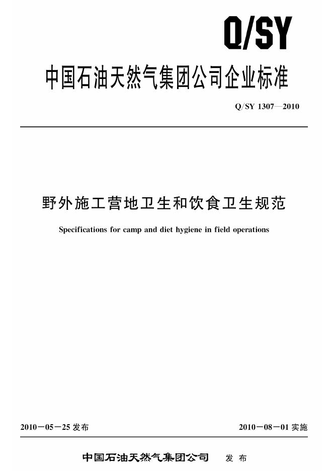 Q/SY 1307-2010 标准预览