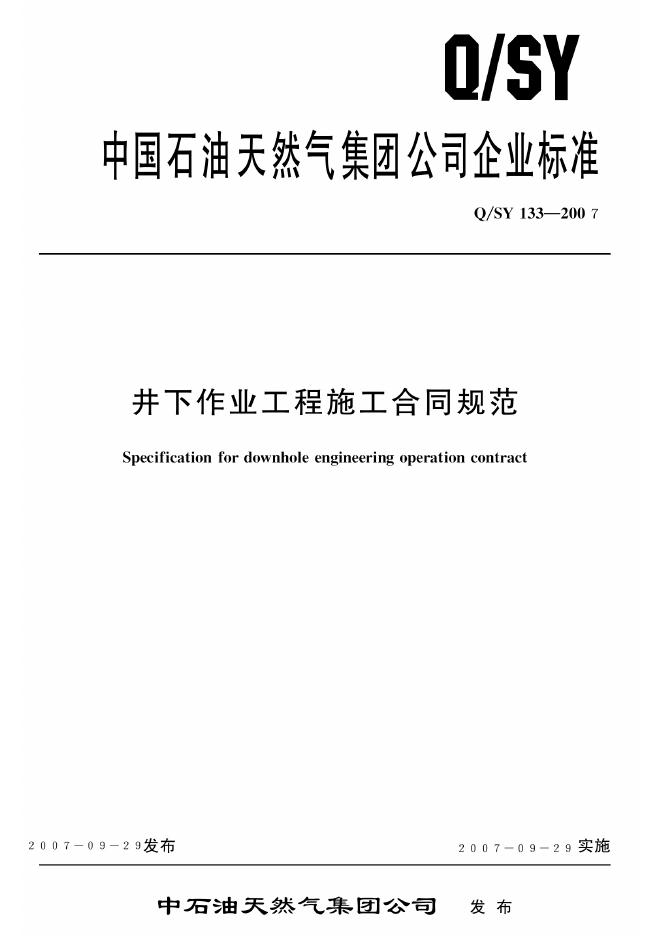 Q/SY 133-2007 标准预览