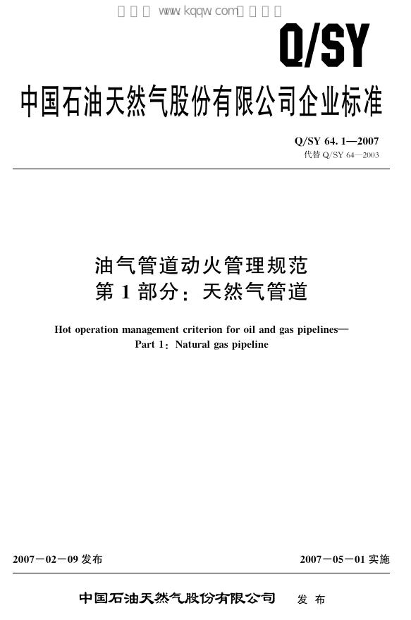 Q/SY 64-2007 标准预览