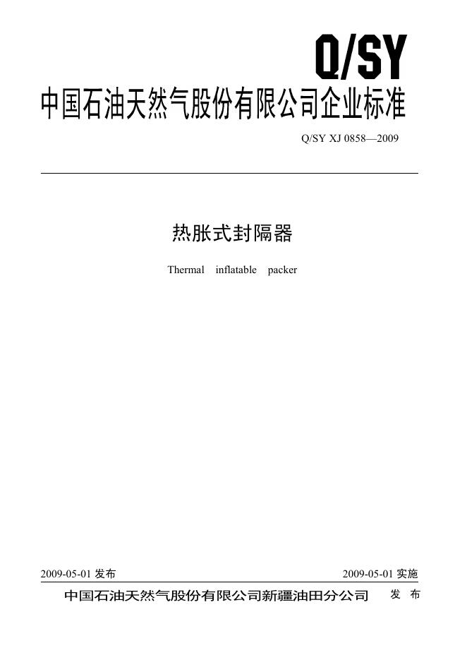 Q/SY XJ0858-2009 标准预览
