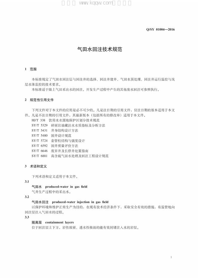 Q/SY 01004-2016 标准预览