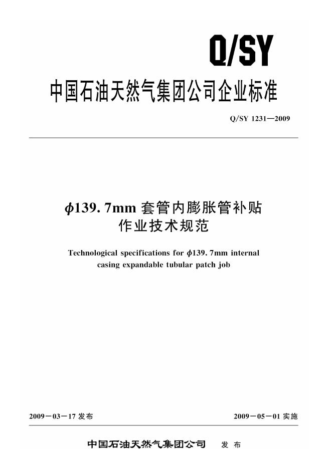 Q/SY 1231-2009 标准预览