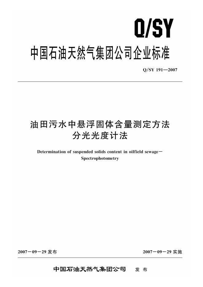 Q/SY 191-2007 标准预览