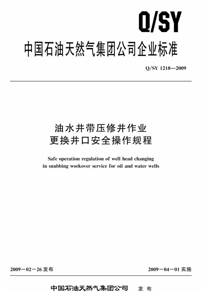 Q/SY 1218-2009 标准预览