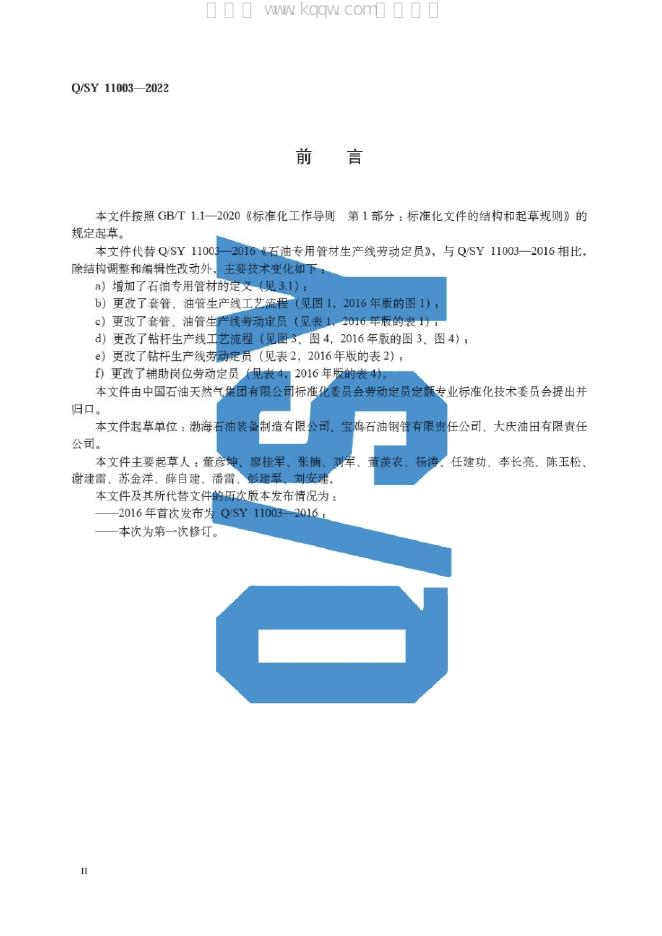 Q/SY 11003-2022 标准预览