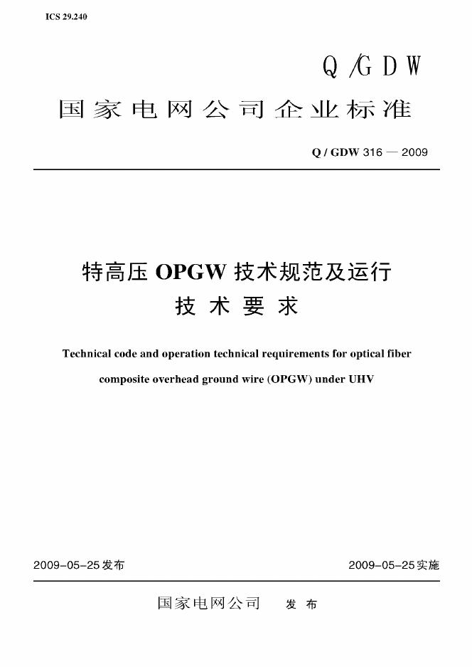 Q/GDW 316-2009 标准预览
