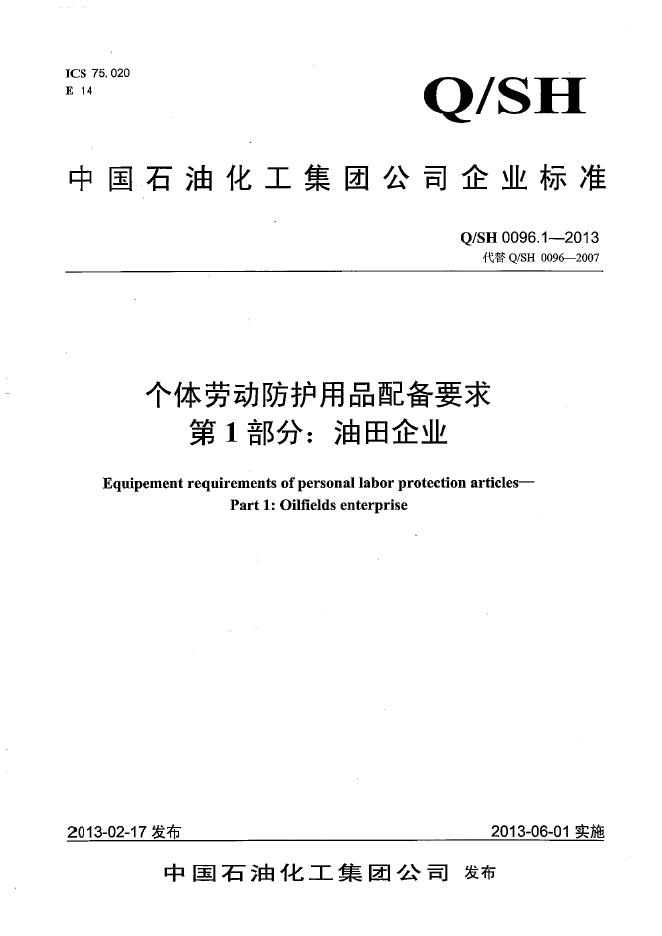 Q/SH 0096.1-2013 标准预览