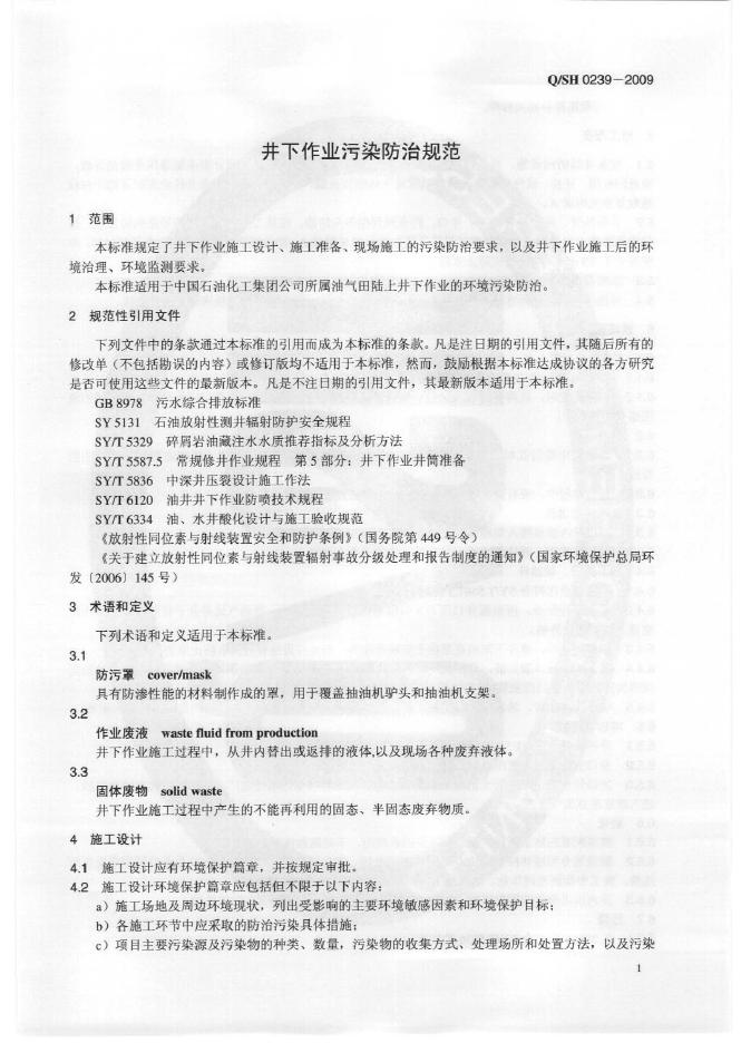 Q/SH 0239-2009 标准预览