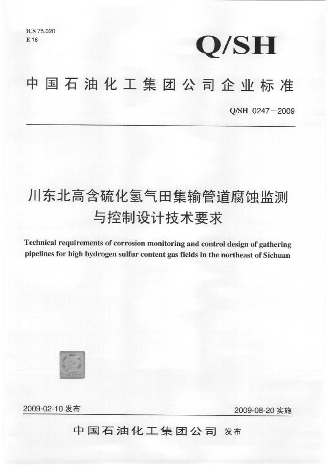 Q/SH 0247-2009 标准预览