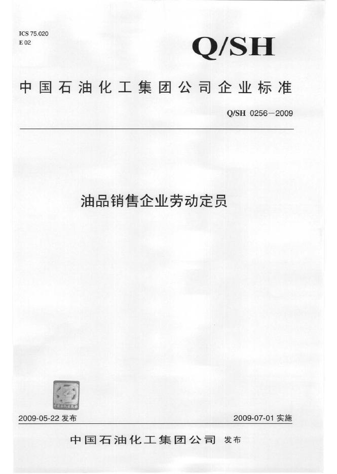 Q/SH 0256-2009 标准预览