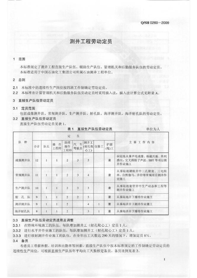 Q/SH 0260-2009 标准预览
