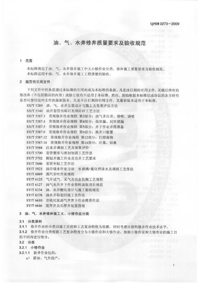 Q/SH 0273-2009 标准预览