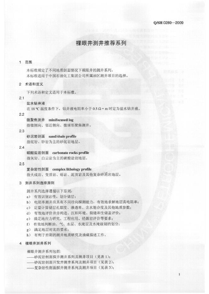 Q/SH 0289-2009 标准预览