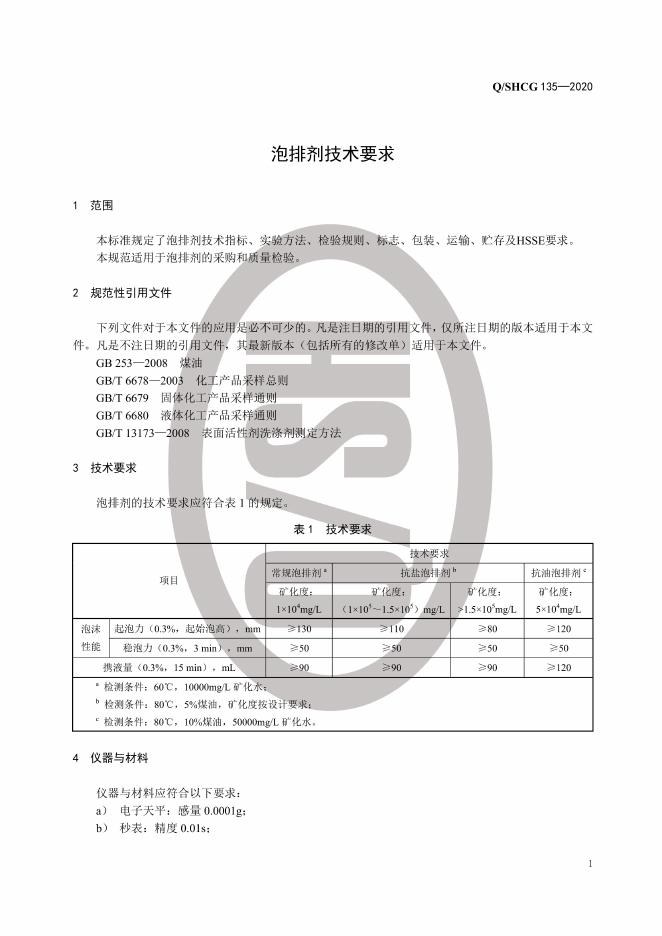 Q/SHCG 135-2020 标准预览