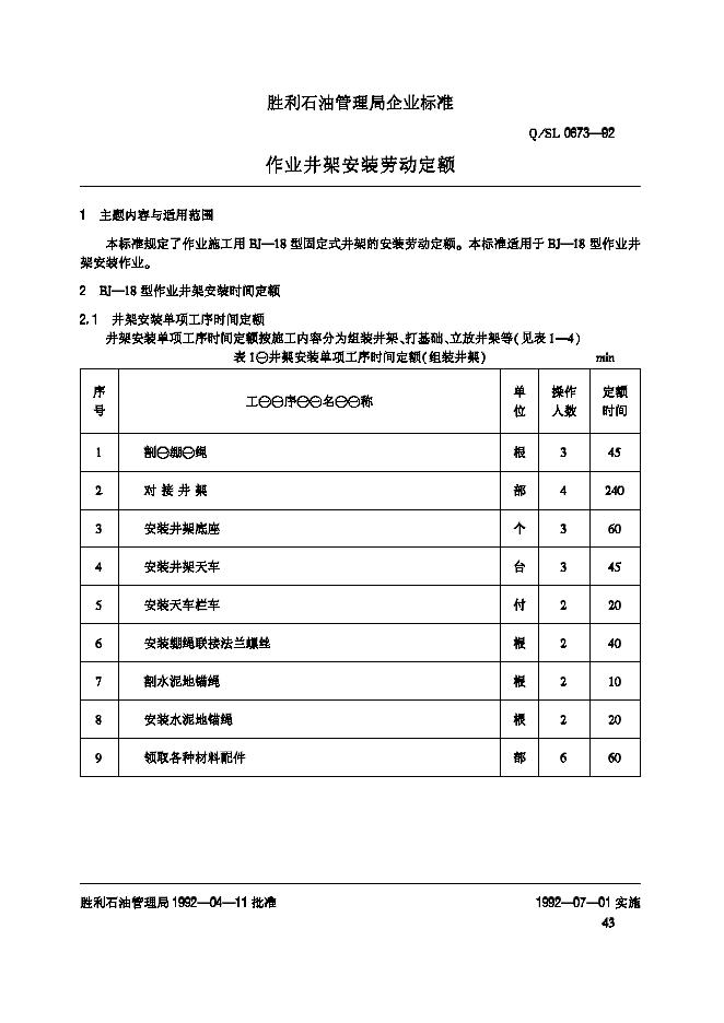 Q/SL 0673-1992 标准预览