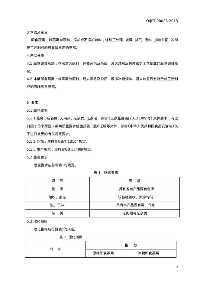 Q/JPT 0002S-2013 标准预览